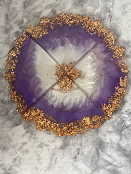 Other - Purple and Gold Resin Geode Coaster Set